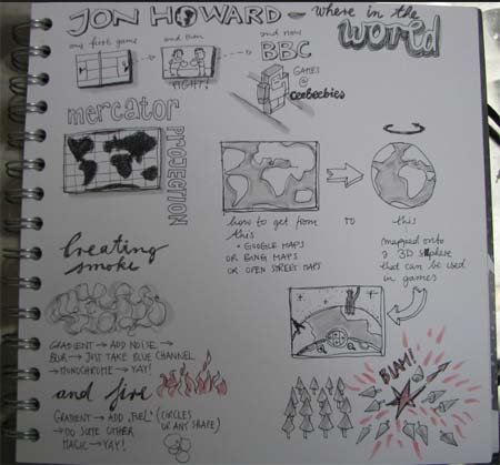 Hand sketch of the 'Where in the World?' sketch